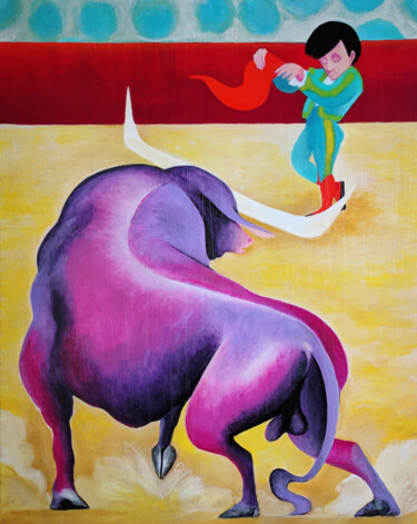 Malarstwo zatytułowany „The Bullfighter” autorstwa Oberlin The Artist, Oryginalna praca, Akryl