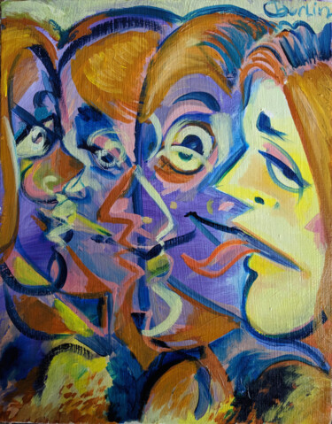 Painting titled "Talking" by Oberlin The Artist, Original Artwork, Oil