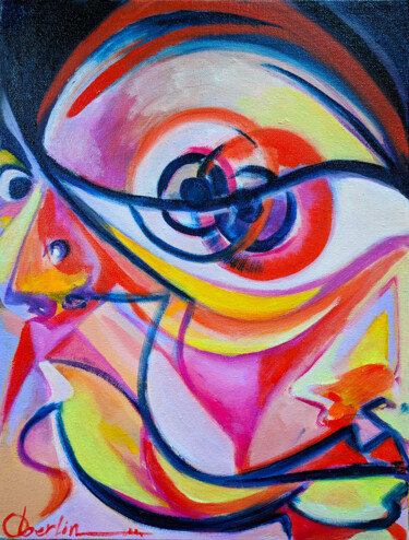Schilderij getiteld "Mixed Feelings" door Oberlin The Artist, Origineel Kunstwerk, Olie