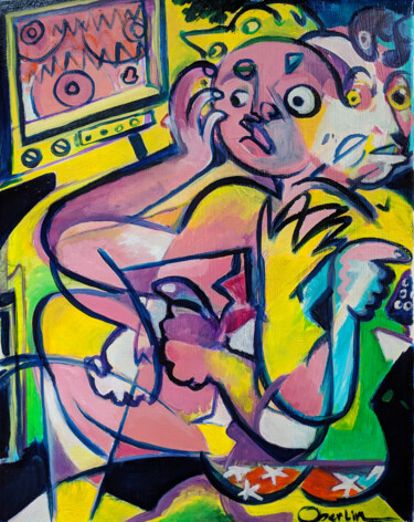 Картина под названием "Boob-tube" - Oberlin The Artist, Подлинное произведение искусства, Масло