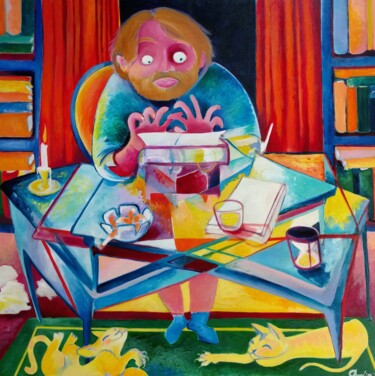 Painting titled "The Writer" by Oberlin The Artist, Original Artwork, Oil
