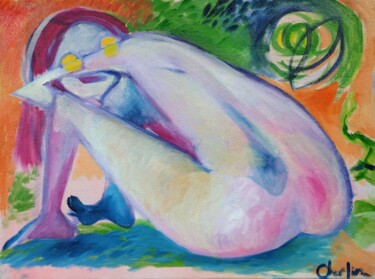 Картина под названием "Over The Shoulder" - Oberlin The Artist, Подлинное произведение искусства, Масло