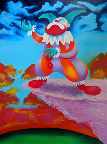 Malarstwo zatytułowany „Bimbo The Sad Clown…” autorstwa Oberlin The Artist, Oryginalna praca, Akryl