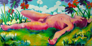 Malerei mit dem Titel "Nude Dude #5" von Oberlin The Artist, Original-Kunstwerk, Öl