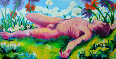 Ζωγραφική με τίτλο "Nude Dude #6" από Oberlin The Artist, Αυθεντικά έργα τέχνης, Ακρυλικό