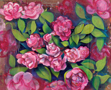 Schilderij getiteld "Flowers progress 11" door Oberlin The Artist, Origineel Kunstwerk, Acryl