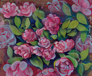Schilderij getiteld "Flowers progress 12" door Oberlin The Artist, Origineel Kunstwerk, Acryl