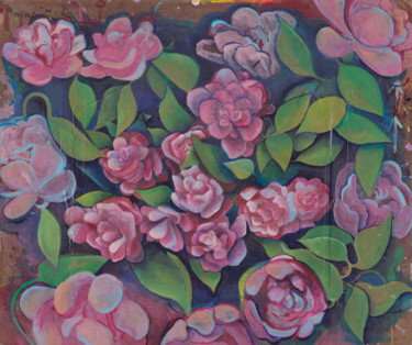 Pittura intitolato "Flowers progress 15" da Oberlin The Artist, Opera d'arte originale, Acrilico