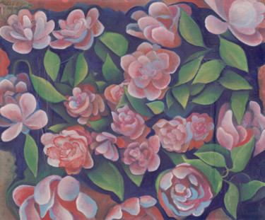 Картина под названием "Flowers progress 18" - Oberlin The Artist, Подлинное произведение искусства, Акрил