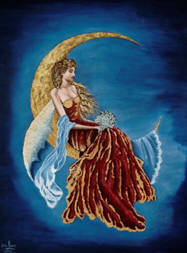 Moon fairy Peinture intitulée "Moon fairy" par Ειρηνη Μπετσα, Œuvre d'art originale, Acrylique