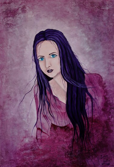 Girl in purple Peinture intitulée "Girl in purple" par Ειρηνη Μπετσα, Œuvre d'art originale, Acrylique