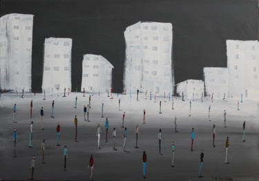 Peinture intitulée "Crowd" par Filip Łoziński, Œuvre d'art originale, Huile