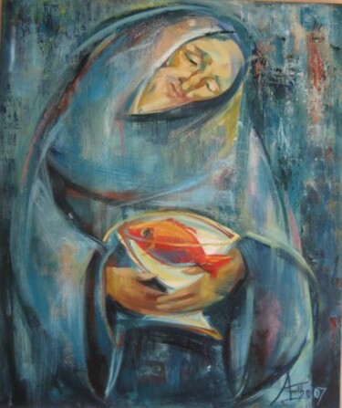 Painting titled "Хранитель" by Ekaterina Abramova, Original Artwork