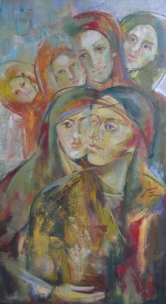 Painting titled "Наша семья" by Ekaterina Abramova, Original Artwork