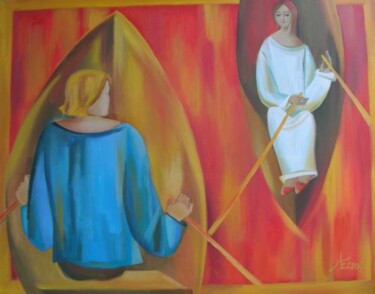 Painting titled "Встреча" by Ekaterina Abramova, Original Artwork