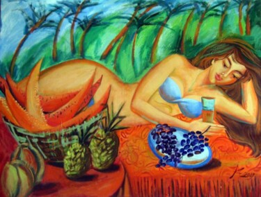 Painting titled "Оранжевый отдых" by Ekaterina Abramova, Original Artwork