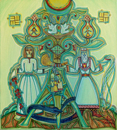 Painting titled "Family Tree (Древо…" by Ekaterina Abramova, Original Artwork, Other