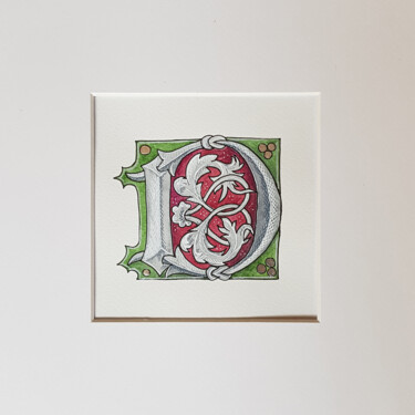 Tekening getiteld "Letter D in Gothic…" door Ekaterina Andreeva, Origineel Kunstwerk, Aquarel