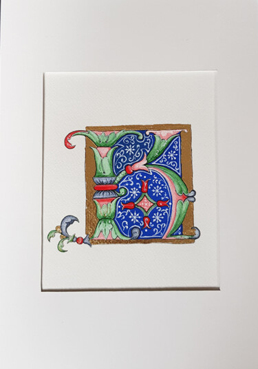 Tekening getiteld "LETTER K, FLORAL LE…" door Ekaterina Andreeva, Origineel Kunstwerk, Aquarel