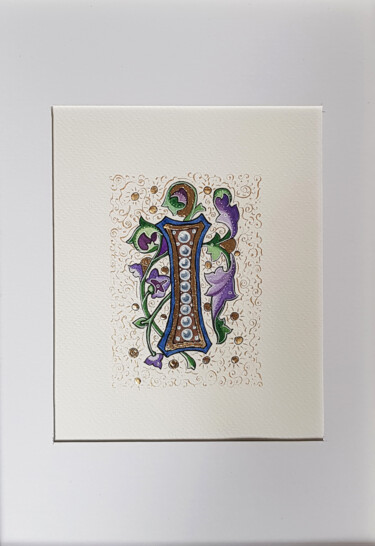 绘画 标题为“Letter I, Medieval…” 由Ekaterina Andreeva, 原创艺术品, 水彩