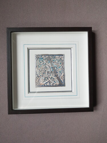 Malerei mit dem Titel "Framed Letter А, Bl…" von Ekaterina Andreeva, Original-Kunstwerk, Aquarell Auf Keilrahmen aus Holz mo…