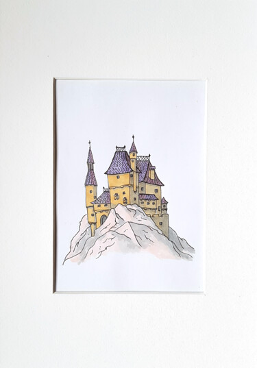 Dibujo titulada "Castle in the mount…" por Ekaterina Andreeva, Obra de arte original, Rotulador