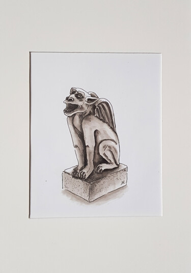 Tekening getiteld "Gargoyle #1, mediev…" door Ekaterina Andreeva, Origineel Kunstwerk, Marker