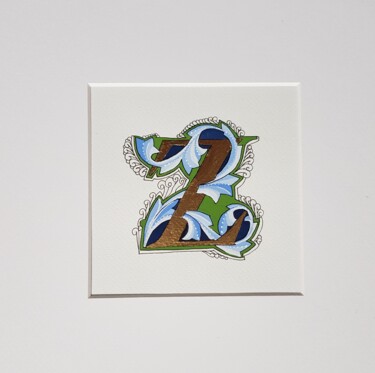 Schilderij getiteld "Initial Letter Z, B…" door Ekaterina Andreeva, Origineel Kunstwerk, Gouache