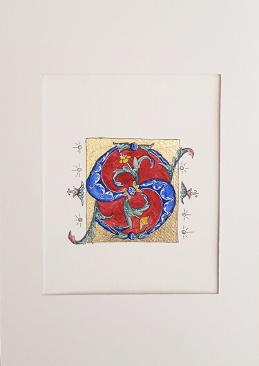 Painting titled "Letter S victorian…" by Ekaterina Andreeva, Original Artwork, Watercolor