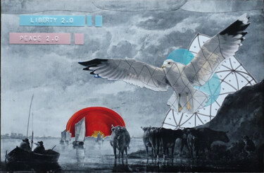 Collagen mit dem Titel "New reality 2" von Ekaterina Anikina, Original-Kunstwerk, Collagen