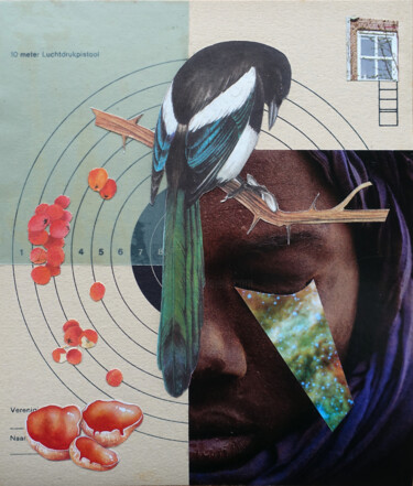 Collagen mit dem Titel "Aim to Be Human #6" von Ekaterina Anikina, Original-Kunstwerk, Collagen