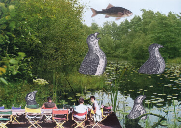 Collages titulada "It Looks Like Fishi…" por Ekaterina Anikina, Obra de arte original, Collages