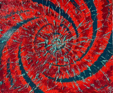 Картина под названием "bright red and dark…" - Ekaterina Bechasnova, Подлинное произведение искусства, Масло Установлен на Д…