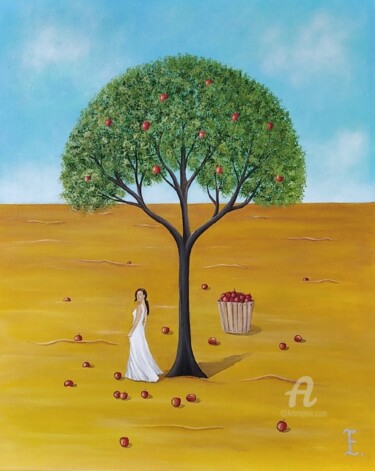 Painting titled "Женщина и пустыня -…" by Ekaterina Bespolova, Original Artwork, Acrylic Mounted on Other rigid panel
