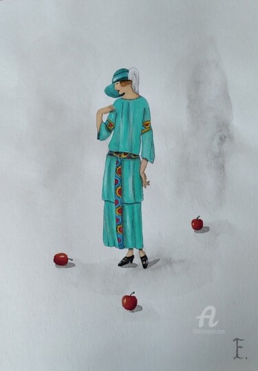 Картина под названием "Застенчивая" - Екатерина Бесполова, Подлинное произведение искусства, Акрил