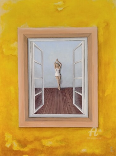 Painting titled "Solitude heureuse" by Ekaterina Bespolova, Original Artwork, Acrylic Mounted on Wood Stretcher frame