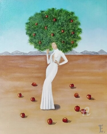 Painting titled "Женщина и пустыня -…" by Ekaterina Bespolova, Original Artwork, Acrylic Mounted on Wood Stretcher frame