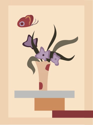 Digitale Kunst mit dem Titel "Delicate flowers in…" von Ekaterina Chernenko, Original-Kunstwerk, 2D digitale Arbeit