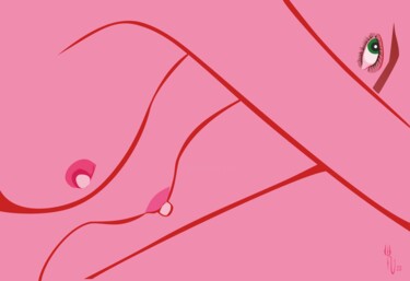 Digitale Kunst mit dem Titel "Pink Kiss no. 01" von Ekaterina Chernenko, Original-Kunstwerk, 2D digitale Arbeit