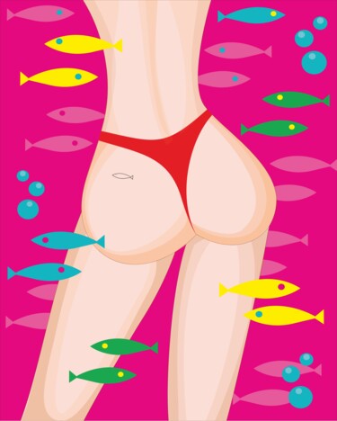 Arte digital titulada "DON'T FISH ME" por Ekaterina Chernenko, Obra de arte original, Trabajo Digital 2D
