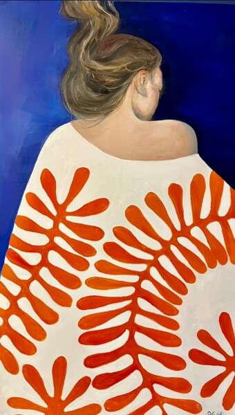 Malerei mit dem Titel "Girl in a blanket" von Ekaterina Davydova, Original-Kunstwerk, Öl Auf Keilrahmen aus Holz montiert