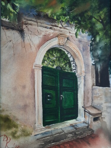 Painting titled "By the old garden" by Ekaterina Dushakova, Original Artwork, Watercolor