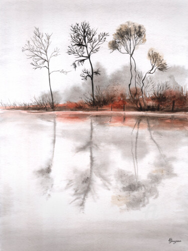 Картина под названием "Loch Ard" - Екатерина Гамзаева, Подлинное произведение искусства, Акварель