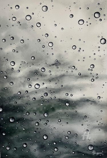 Картина под названием "It`s raining" - Екатерина Гамзаева, Подлинное произведение искусства, Акварель