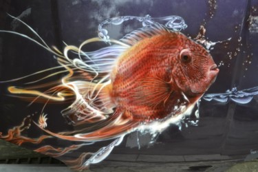 Painting titled "Mysterious fish" by Ekaterina Gerasimova, Original Artwork, Airbrush