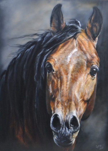 Painting titled "Chestnut" by Ekaterina Gerasimova, Original Artwork, Airbrush