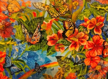 Painting titled "Бабочки" by Ekaterina Gladkova, Original Artwork, Acrylic
