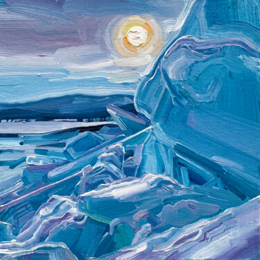 Painting titled "Frozen noon" by Ekaterina Glazkova, Original Artwork, Oil