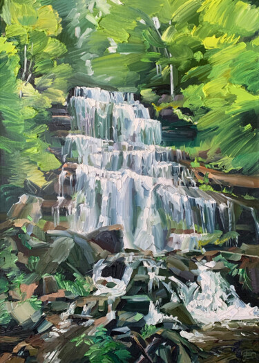 Malerei mit dem Titel "Waterfall No.2" von Ekaterina Glazkova, Original-Kunstwerk, Öl Auf Keilrahmen aus Holz montiert