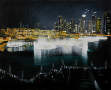 Painting titled "Dubai fountains" by Ekaterinakirova, Original Artwork, Oil